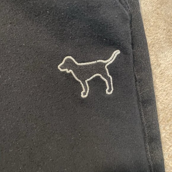 Victorias Secret PINK Pants Womens Sz S Flower Embroidered Black Joggers Mid Ris - Picture 5 of 8